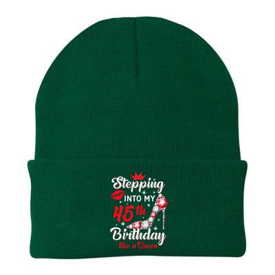 Wo Stepping Into My 45th Birthday Like a Queen, Funny Gift Knit Cap Winter Beanie