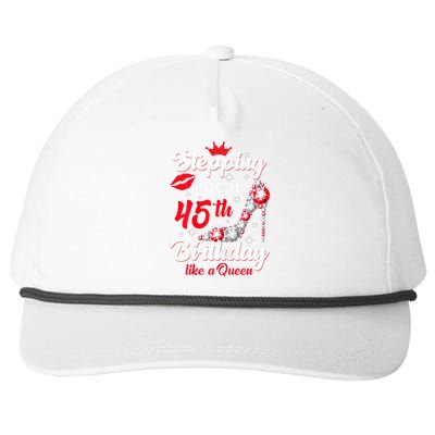 Wo Stepping Into My 45th Birthday Like a Queen, Funny Gift Snapback Five-Panel Rope Hat