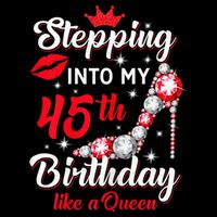 Wo Stepping Into My 45th Birthday Like a Queen, Funny Gift Mesh Reversible Basketball Jersey Tank