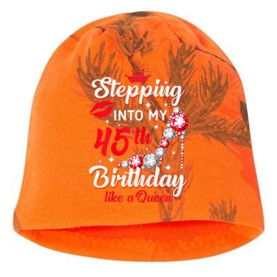 Wo Stepping Into My 45th Birthday Like a Queen, Funny Gift Kati - Camo Knit Beanie