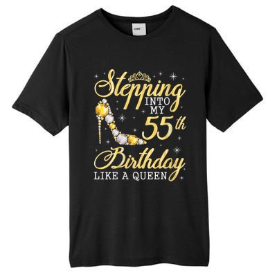 Wo Stepping Into My 55th Birthday Like A Queen Happy 55 Years Tall Fusion ChromaSoft Performance T-Shirt