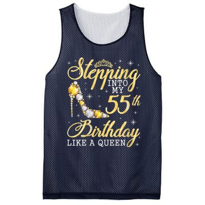 Wo Stepping Into My 55th Birthday Like A Queen Happy 55 Years Mesh Reversible Basketball Jersey Tank