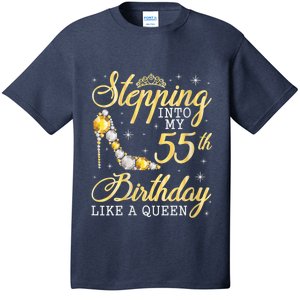 Wo Stepping Into My 55th Birthday Like A Queen Happy 55 Years T-Shirt