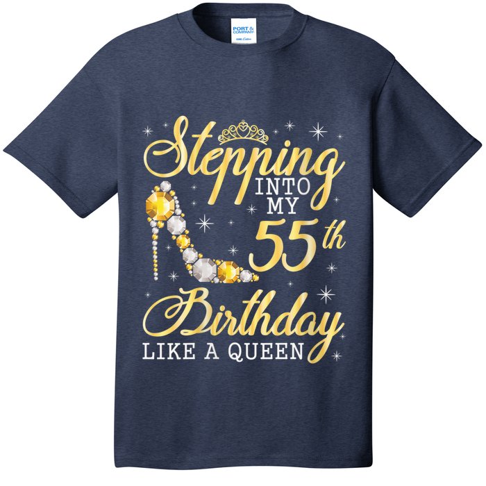 Wo Stepping Into My 55th Birthday Like A Queen Happy 55 Years T-Shirt