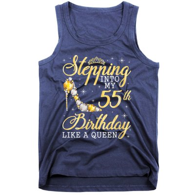 Wo Stepping Into My 55th Birthday Like A Queen Happy 55 Years Tank Top