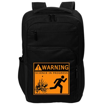 Warning Science In Progress Funny Scientist Impact Tech Backpack