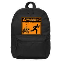 Warning Science In Progress Funny Scientist 16 in Basic Backpack