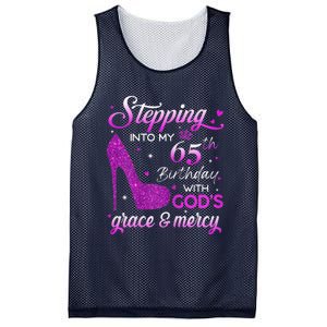 Wo Stepping Into My 65th Birthday With God's Grace & Mercy Mesh Reversible Basketball Jersey Tank