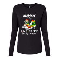 Womens Stepping Into Juneteenth Like My Ancestors Happy Juneteenth Womens Cotton Relaxed Long Sleeve T-Shirt