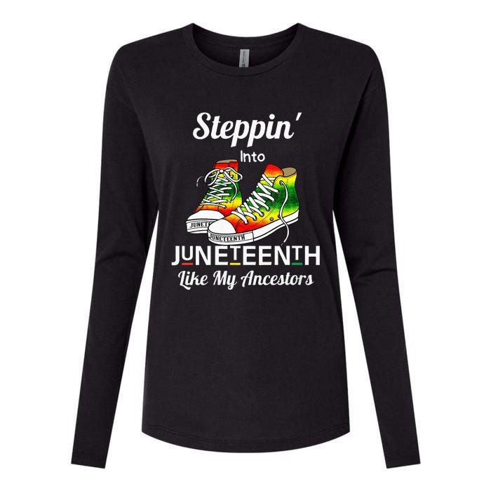 Womens Stepping Into Juneteenth Like My Ancestors Happy Juneteenth Womens Cotton Relaxed Long Sleeve T-Shirt