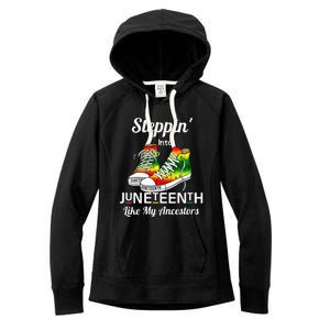 Womens Stepping Into Juneteenth Like My Ancestors Happy Juneteenth Women's Fleece Hoodie