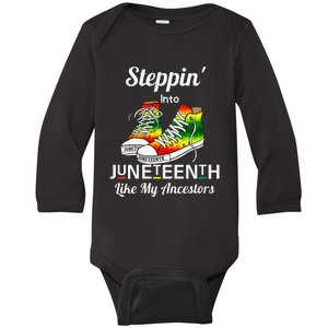 Womens Stepping Into Juneteenth Like My Ancestors Happy Juneteenth Baby Long Sleeve Bodysuit