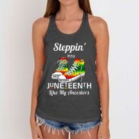 Womens Stepping Into Juneteenth Like My Ancestors Happy Juneteenth Women's Knotted Racerback Tank