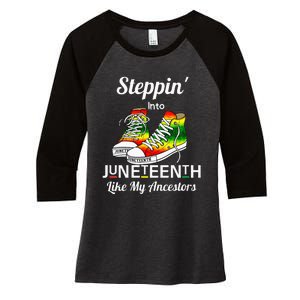 Womens Stepping Into Juneteenth Like My Ancestors Happy Juneteenth Women's Tri-Blend 3/4-Sleeve Raglan Shirt