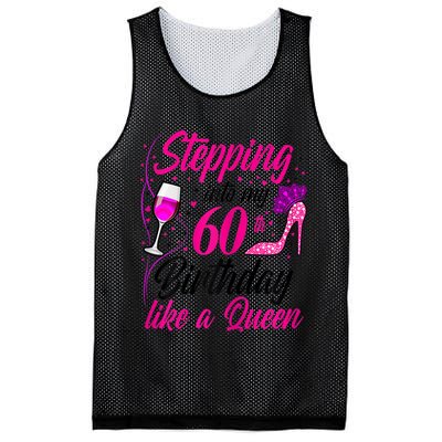 WoM.e.ns Stepping into my 60th Birthday like a Queen I 60th Birthday Mesh Reversible Basketball Jersey Tank
