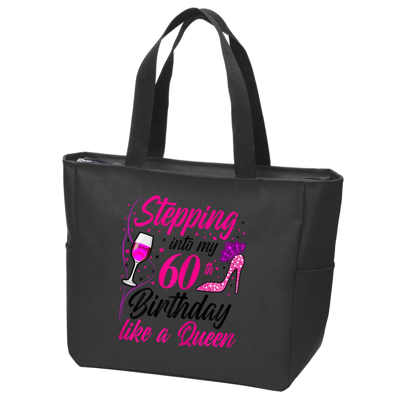 WoM.e.ns Stepping into my 60th Birthday like a Queen I 60th Birthday Zip Tote Bag