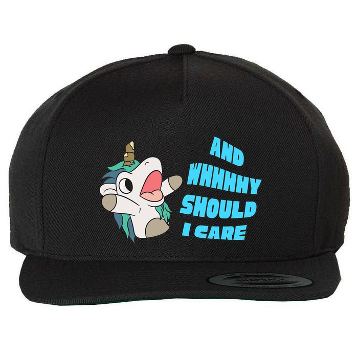 WHY SHOULD I CARE UNICORN GIFTS FUNNY SARCASTIC Wool Snapback Cap
