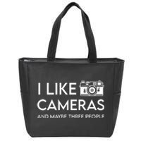 Wayne Setser I Like To Cameras And Maybe Three People Zip Tote Bag