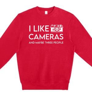 Wayne Setser I Like To Cameras And Maybe Three People Premium Crewneck Sweatshirt