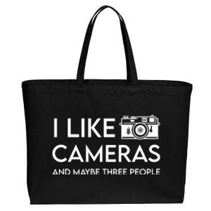 Wayne Setser I Like To Cameras And Maybe Three People Cotton Canvas Jumbo Tote