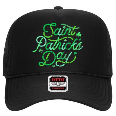 Women Shamrock Irish Culture Saint Patrick's Day Paddy High Crown Mesh Back Trucker Hat