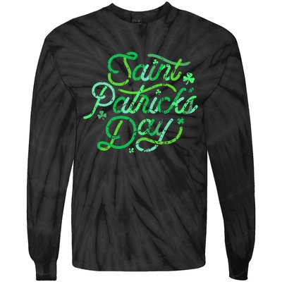 Women Shamrock Irish Culture Saint Patrick's Day Paddy Tie-Dye Long Sleeve Shirt