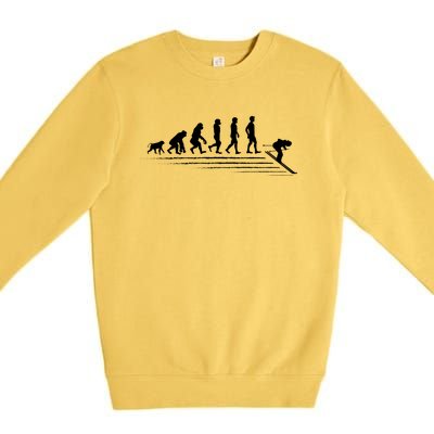 Winter Sport Ice Skiing Evolution Skier Shredding Slopes Cute Gift Premium Crewneck Sweatshirt