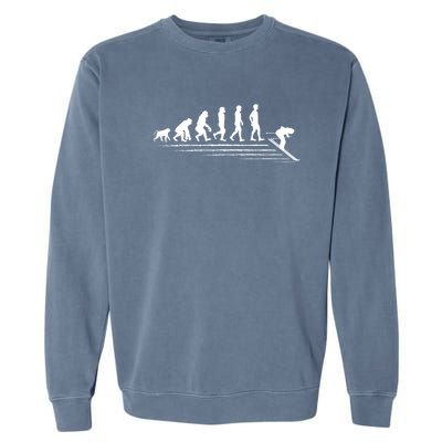 Winter Sport Ice Skiing Evolution Skier Shredding Slopes Cute Gift Garment-Dyed Sweatshirt