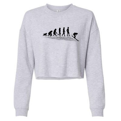 Winter Sport Ice Skiing Evolution Skier Shredding Slopes Cute Gift Cropped Pullover Crew