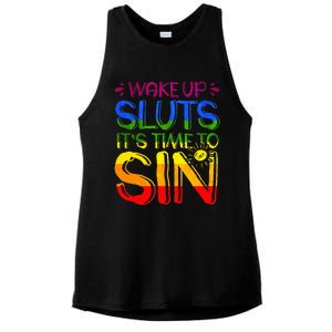 Wakeup Sluts It S Time To Sin Lgbtq Lgbt Gay Ladies PosiCharge Tri-Blend Wicking Tank