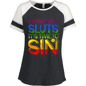 Wakeup Sluts It S Time To Sin Lgbtq Lgbt Gay Enza Ladies Jersey Colorblock Tee