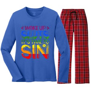 Wakeup Sluts It S Time To Sin Lgbtq Lgbt Gay Women's Long Sleeve Flannel Pajama Set 