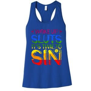 Wakeup Sluts It S Time To Sin Lgbtq Lgbt Gay Women's Racerback Tank