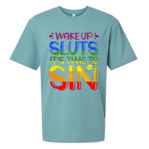 Wakeup Sluts It S Time To Sin Lgbtq Lgbt Gay Sueded Cloud Jersey T-Shirt