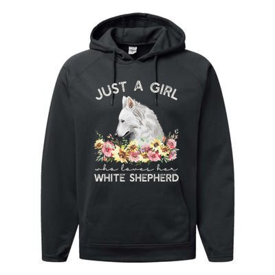 White Shepherd Just A White German Shepherd Dog Performance Fleece Hoodie