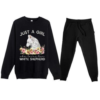 White Shepherd Just A White German Shepherd Dog Premium Crewneck Sweatsuit Set