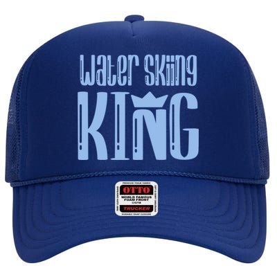 Water Skiing King Gift High Crown Mesh Back Trucker Hat