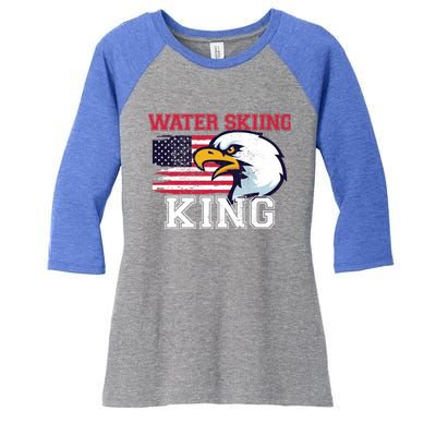 Water Skiing King Water Skiing Water Skier Gift Women's Tri-Blend 3/4-Sleeve Raglan Shirt