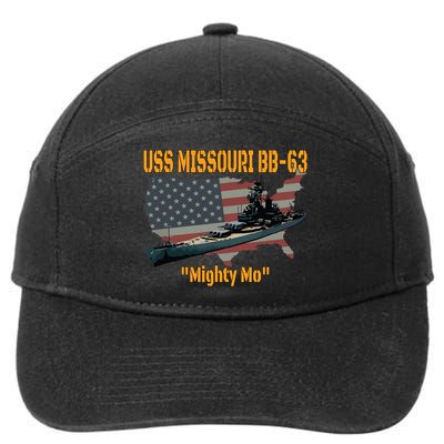 Ww2 Ship Korean War Uss Missouri Battleship Bb63 Veterans 7-Panel Snapback Hat