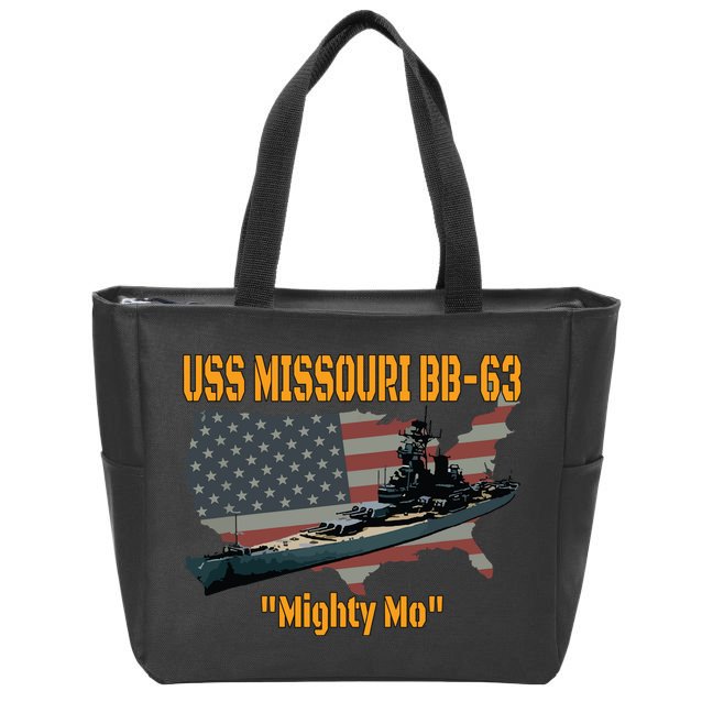Ww2 Ship Korean War Uss Missouri Battleship Bb63 Veterans Zip Tote Bag