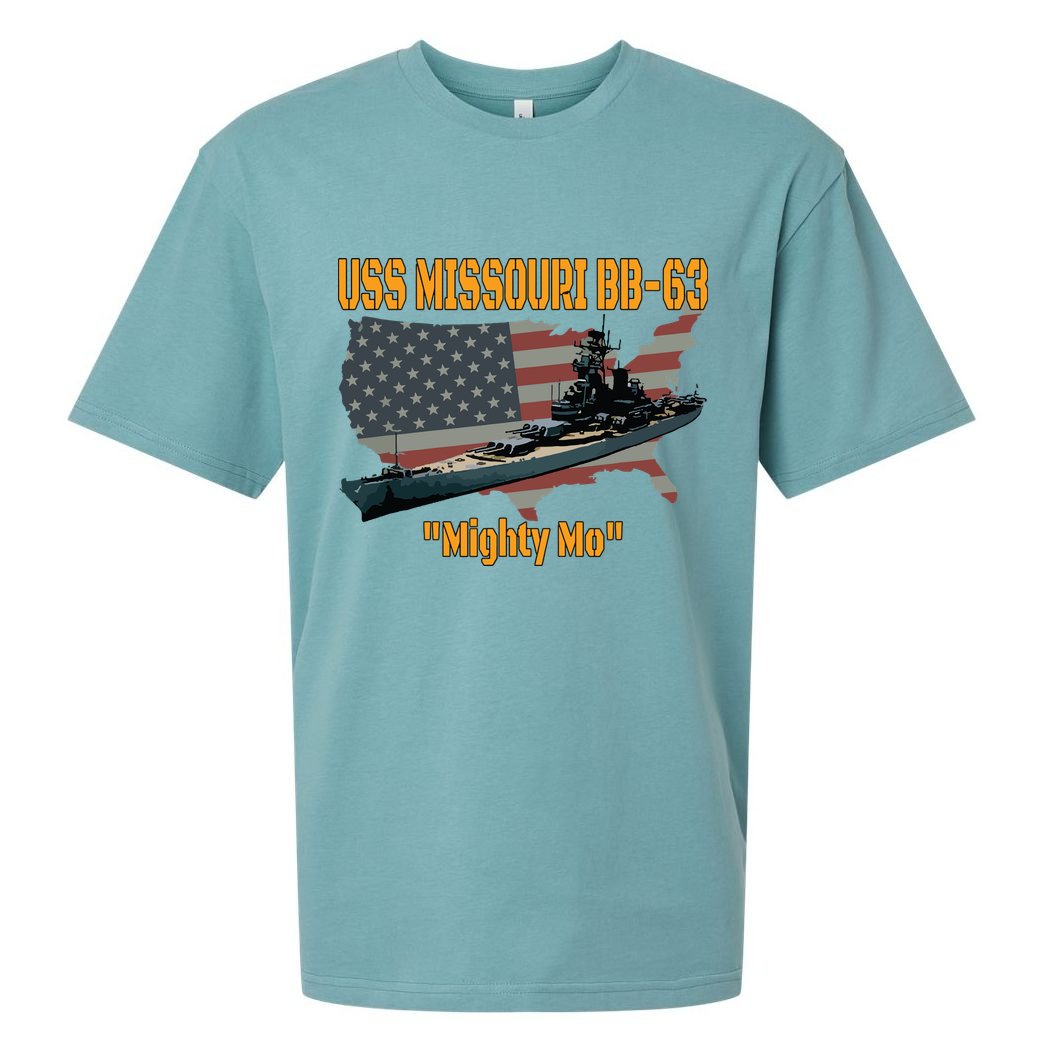 Ww2 Ship Korean War Uss Missouri Battleship Bb63 Veterans Sueded Cloud Jersey T-Shirt