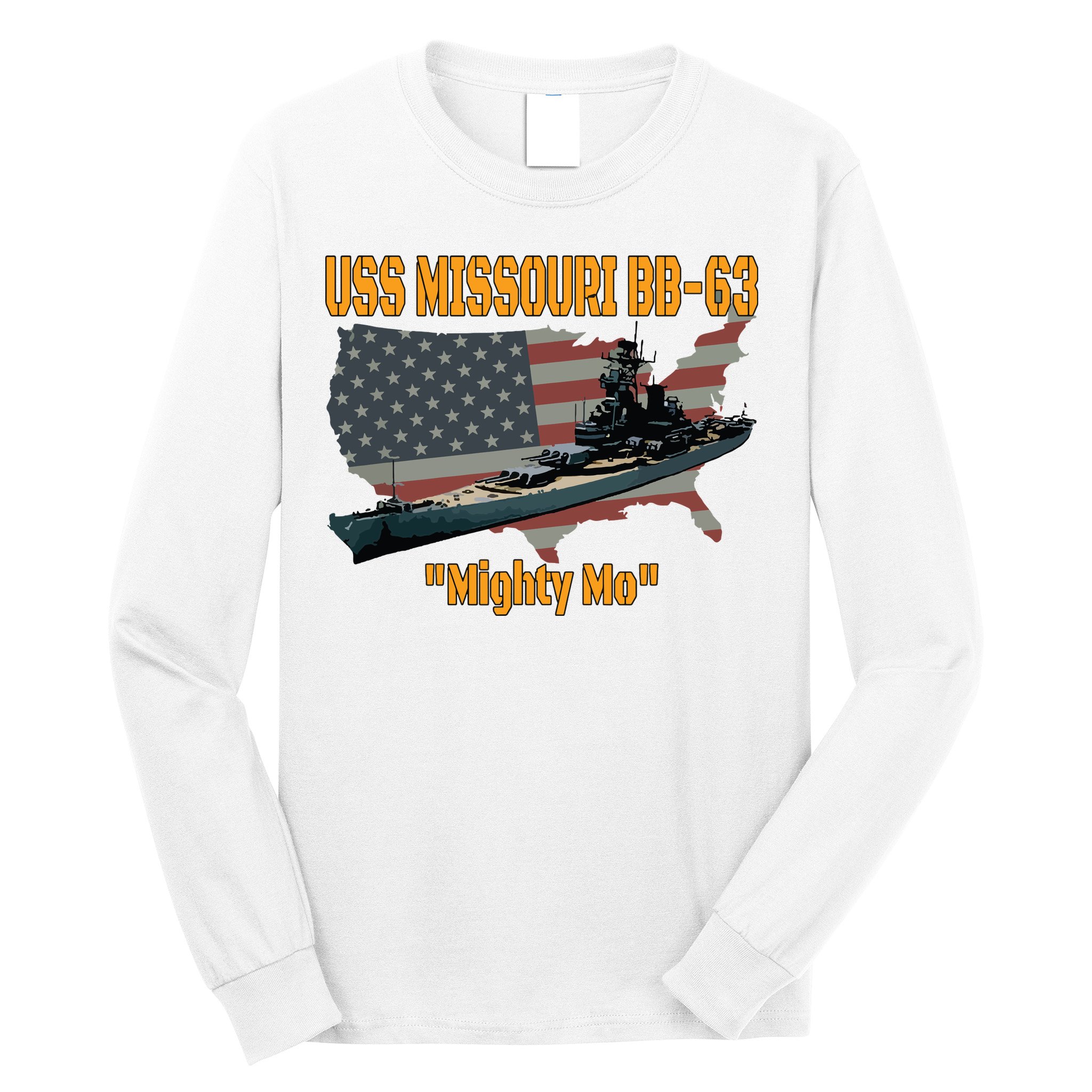 Ww2 Ship Korean War Uss Missouri Battleship Bb63 Veterans Long Sleeve Shirt