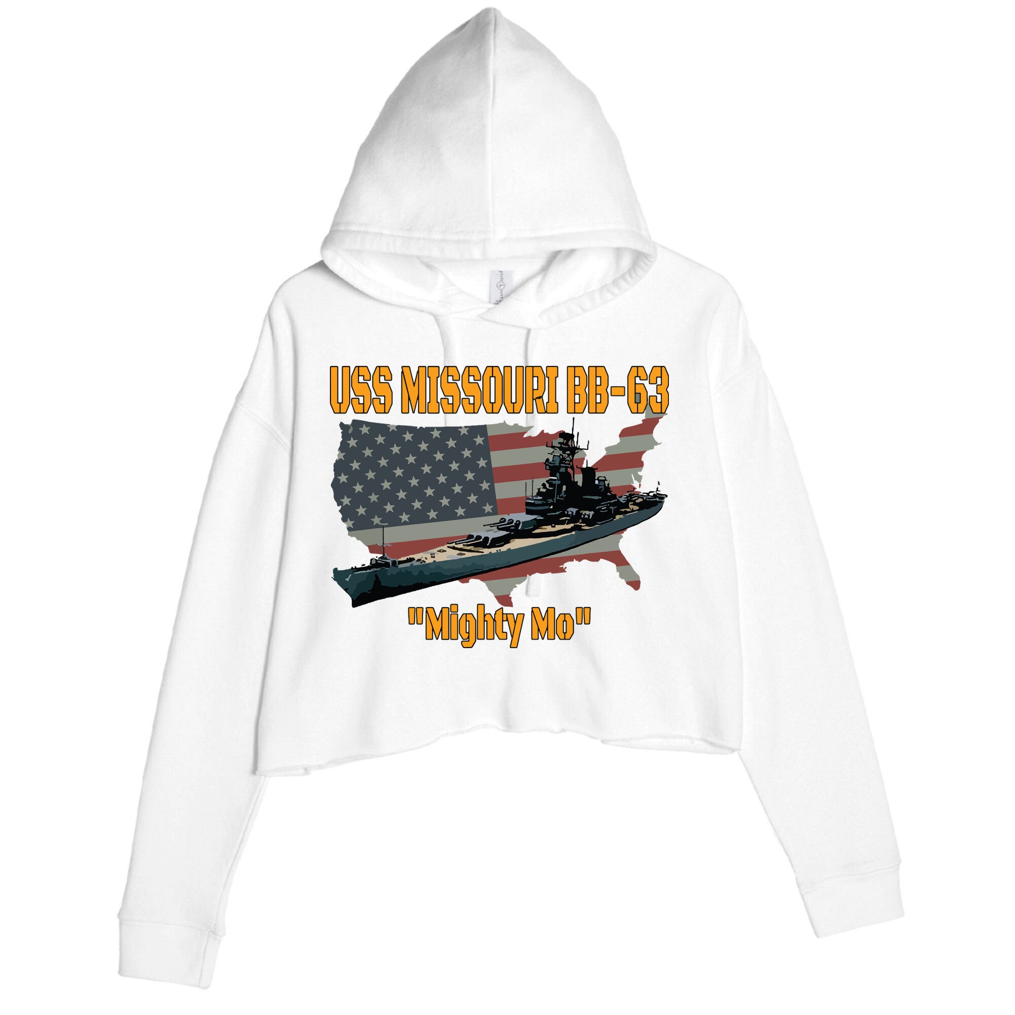 Ww2 Ship Korean War Uss Missouri Battleship Bb63 Veterans Crop Fleece Hoodie