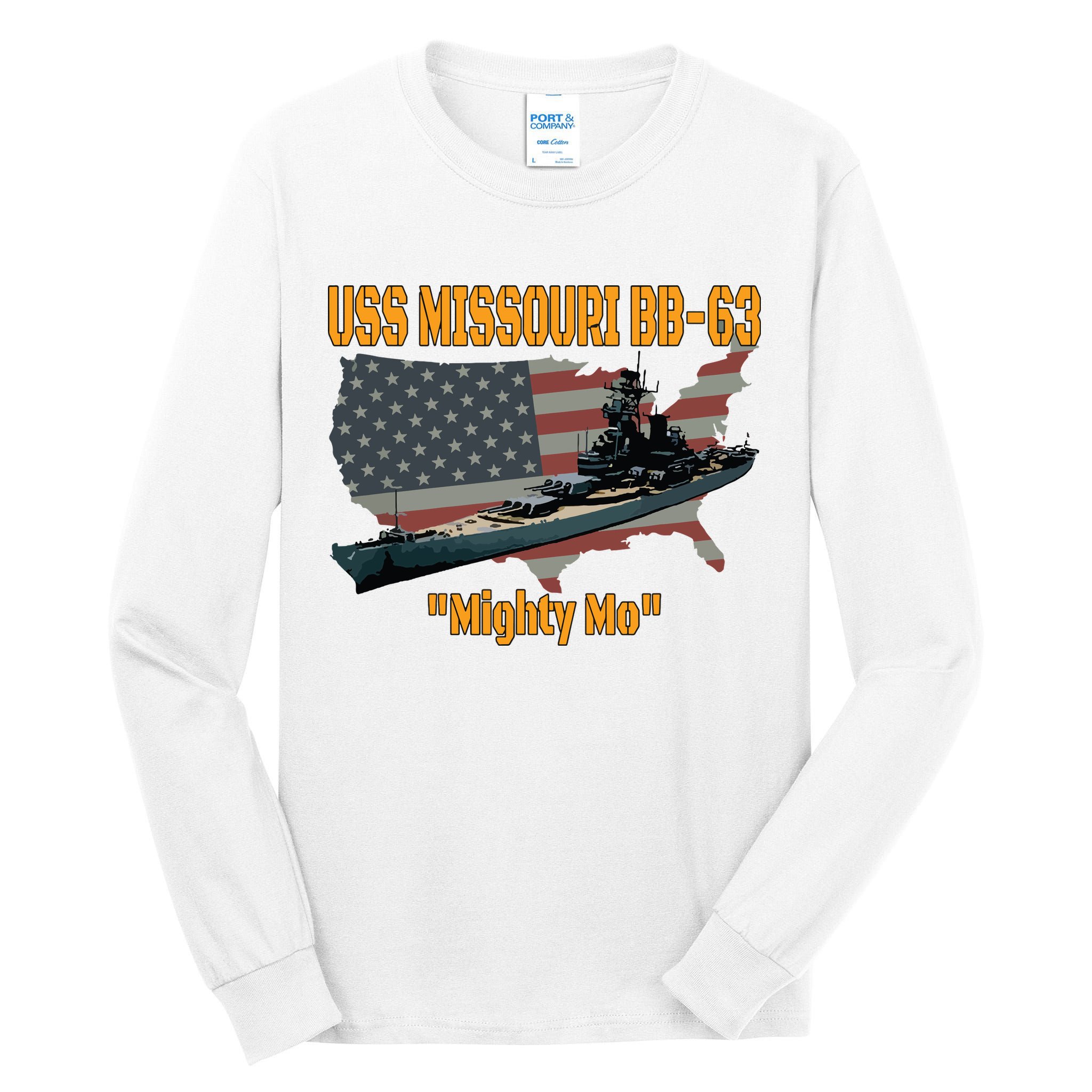 Ww2 Ship Korean War Uss Missouri Battleship Bb63 Veterans Tall Long Sleeve T-Shirt
