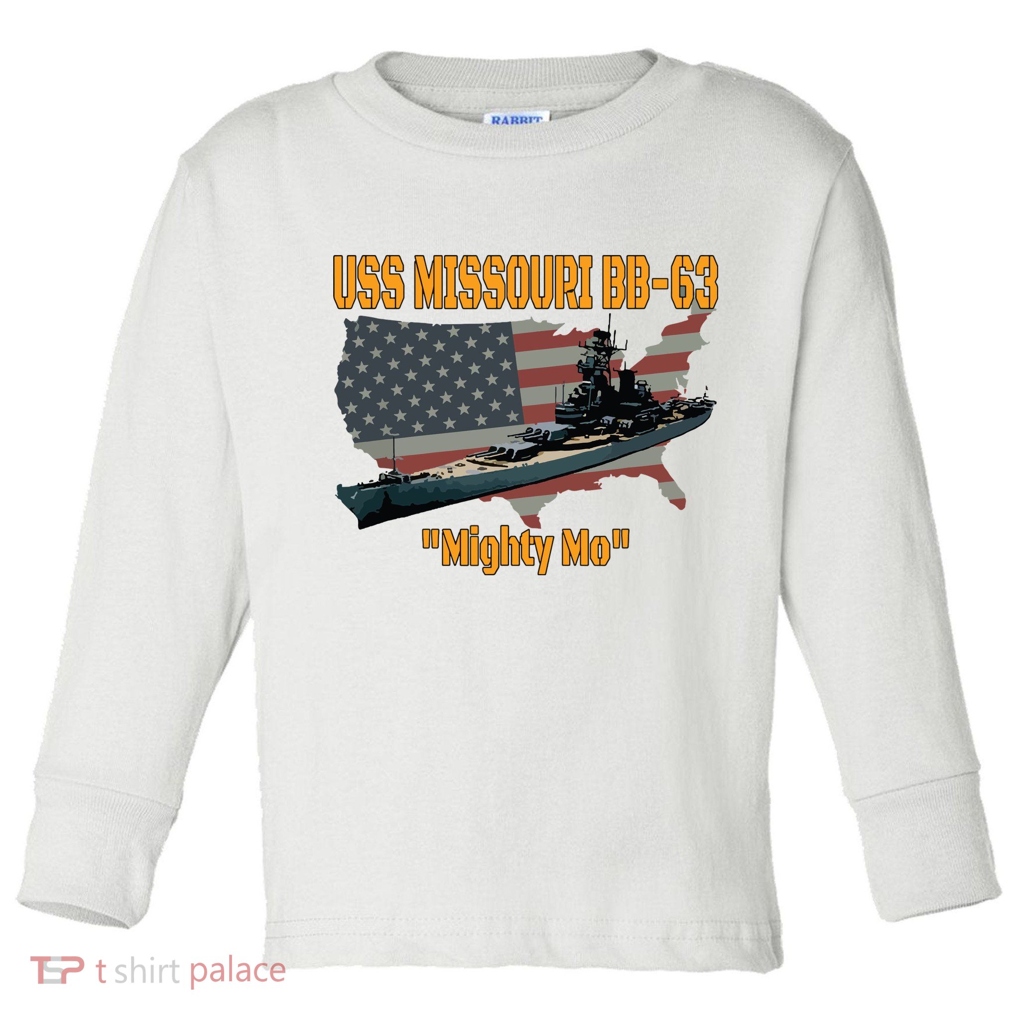 Ww2 Ship Korean War Uss Missouri Battleship Bb63 Veterans Toddler Long Sleeve Shirt