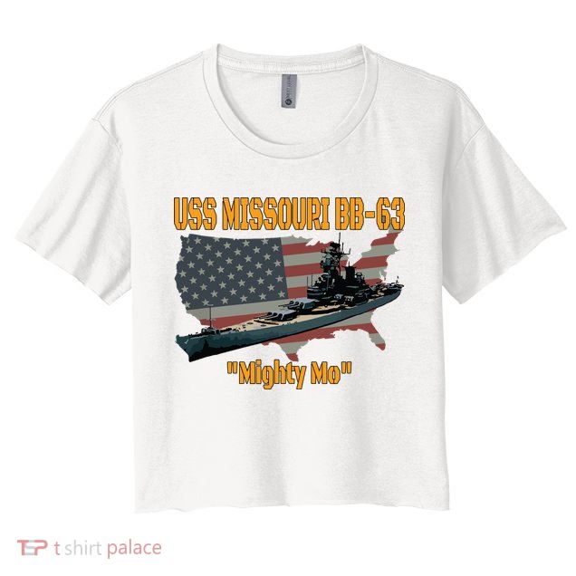 Ww2 Ship Korean War Uss Missouri Battleship Bb63 Veterans Crop Top