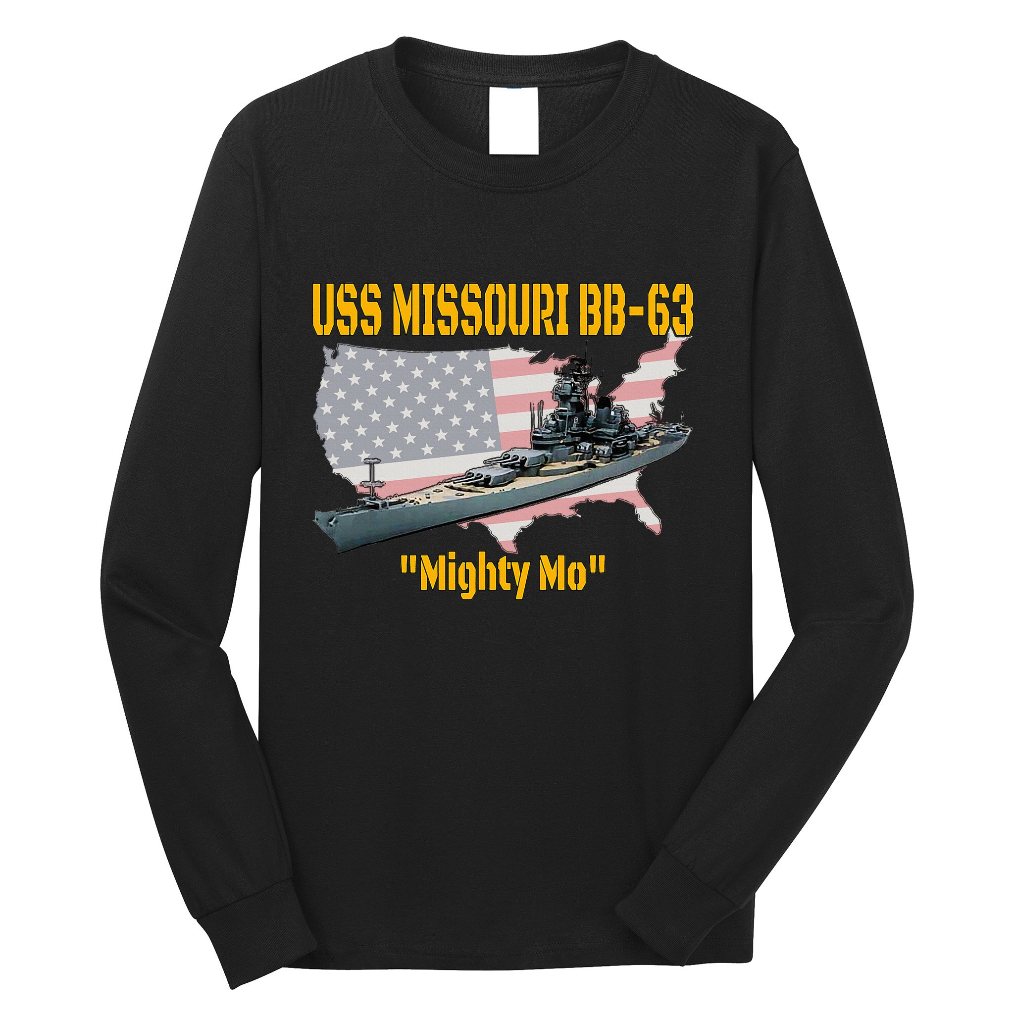 Ww2 Ship & Korean War Uss Missouri Battleship Bb63 Veterans Long Sleeve Shirt