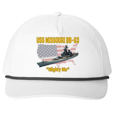 Ww2 Ship & Korean War Uss Missouri Battleship Bb63 Veterans Snapback Five-Panel Rope Hat