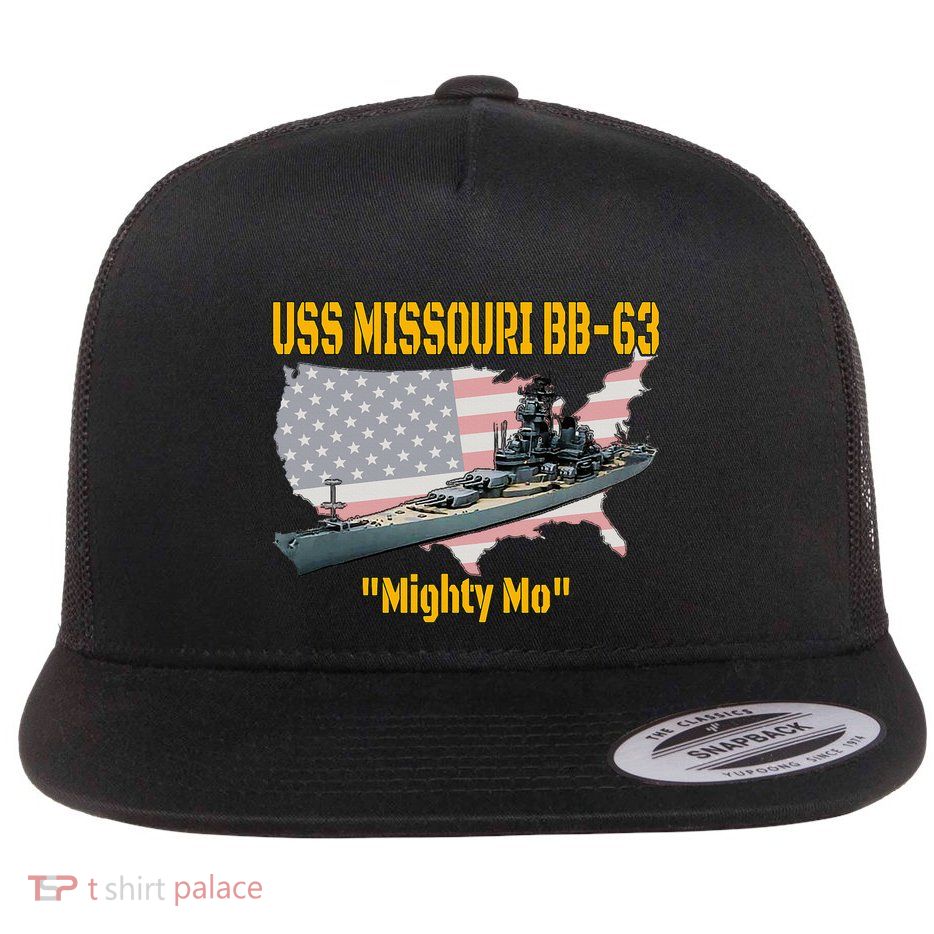 Ww2 Ship & Korean War Uss Missouri Battleship Bb63 Veterans Flat Bill Trucker Hat