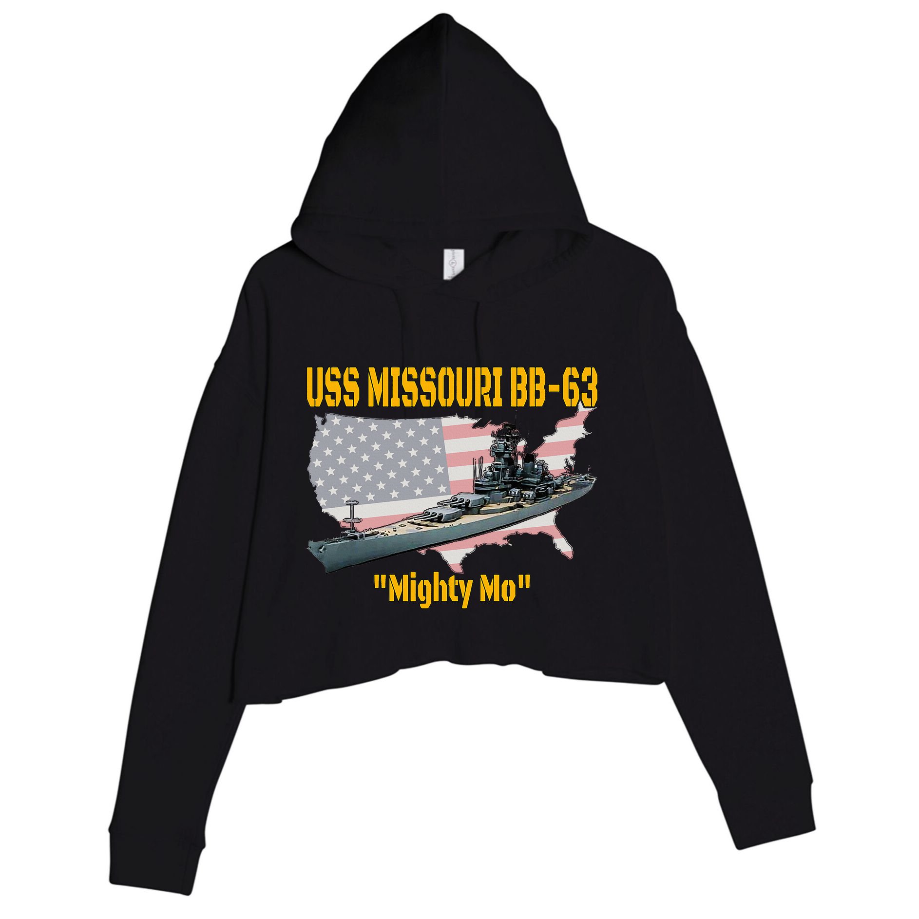 Ww2 Ship & Korean War Uss Missouri Battleship Bb63 Veterans Crop Fleece Hoodie